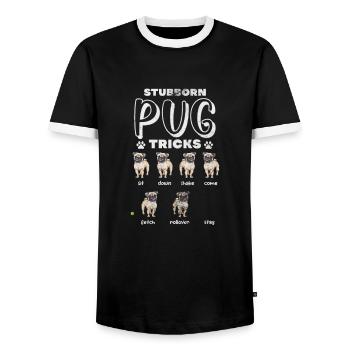 Pug - Men's Ringer Shirt - black/white - Front - AI Model Female 172 light (172cm) & AI Model Male 178 light (178cm)