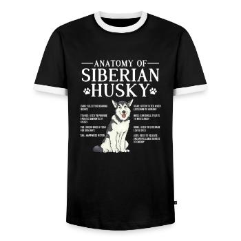 Husky Dog Dogs Siberian Husky Gift - Men's Ringer Shirt - black/white - Front - AI Model Female 172 light (172cm) & AI Model Male 178 light (178cm)