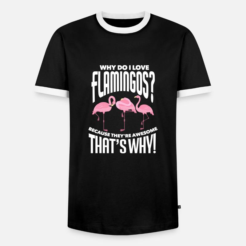 Flamingo - Männer Kontrast-T-Shirt - Schwarz/Weiß