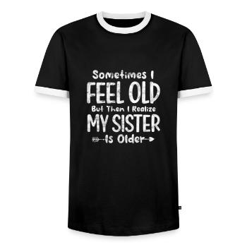 Grande sœur Frère frères et sœurs Cadeau - T-shirt contrasté Homme - noir/blanc - Devant - AI Model Female 172 light (172cm) & AI Model Male 178 light (178cm)
