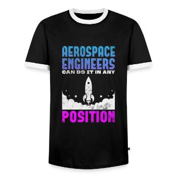 Space Engineer Aeronautical Engineer Gift - Men's Ringer Shirt - black/white - Front - AI Model Female 172 light (172cm) & AI Model Male 178 light (178cm)