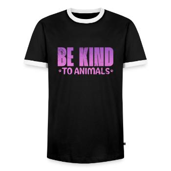 Animal Rescue Animal Rights Animal Love Pet Gift - Men's Ringer Shirt - black/white - Front - AI Model Female 172 light (172cm) & AI Model Male 178 light (178cm)
