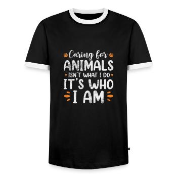 Animal Rescue Animal Rights Animal Love Pet Gift - Men's Ringer Shirt - black/white - Front - AI Model Female 172 light (172cm) & AI Model Male 178 light (178cm)
