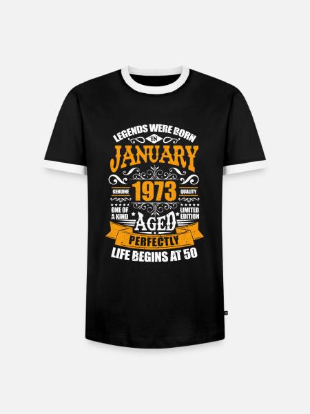 Januar 1973 - Männer Kontrast-T-Shirt - Schwarz/Weiß