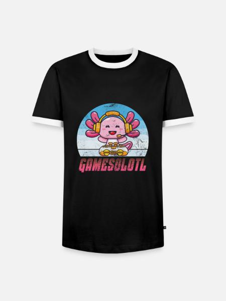 Axolotl Wassertier Wasser Geschenk - Männer Kontrast-T-Shirt - Schwarz/Weiß