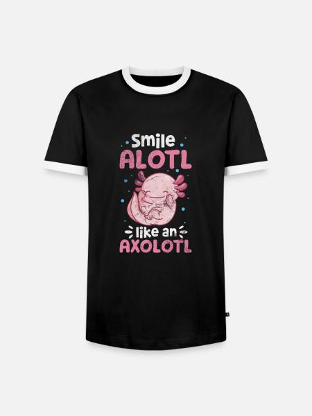 Axolotl Wassertier Wasser Geschenk - Männer Kontrast-T-Shirt - Schwarz/Weiß