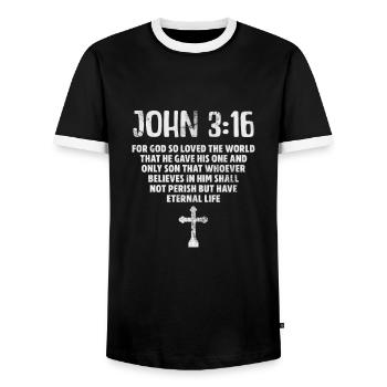 Bible - T-shirt contrasté Homme - noir/blanc - Devant - AI Model Female 172 light (172cm) & AI Model Male 178 light (178cm)
