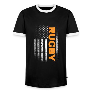 Rugby - Männer Kontrast-T-Shirt - Schwarz/Weiß - Vorne - AI Model Female 172 light (172cm) & AI Model Male 178 light (178cm)