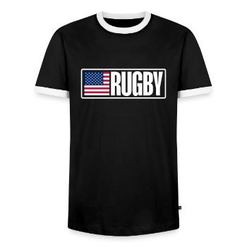 Rugby - Männer Kontrast-T-Shirt - Schwarz/Weiß - Vorne - AI Model Female 172 light (172cm) & AI Model Male 178 light (178cm)