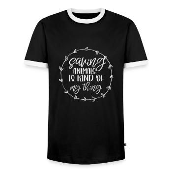 Animal Rescue Animal Rights Animal Love Pet Gift - T-shirt contrasté Homme - noir/blanc - Devant - AI Model Female 172 light (172cm) & AI Model Male 178 light (178cm)