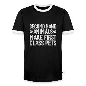 Animal Rescue Animal Rights Animal Love Pet Gift - Men's Ringer Shirt - black/white - Front - AI Model Female 172 light (172cm) & AI Model Male 178 light (178cm)