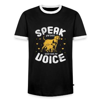 Animal Rescue Animal Rights Animal Love Pet Gift - Men's Ringer Shirt - black/white - Front - AI Model Female 172 light (172cm) & AI Model Male 178 light (178cm)