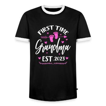 Schwangerschaft Oma - Männer Kontrast-T-Shirt - Schwarz/Weiß - Vorne - AI Model Female 172 light (172cm) & AI Model Male 178 light (178cm)