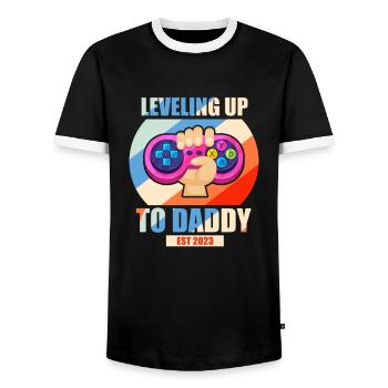 Pregnancy Pregnant Birth Baby Gift - Men's Ringer Shirt - black/white - Front - AI Model Female 172 light (172cm) & AI Model Male 178 light (178cm)
