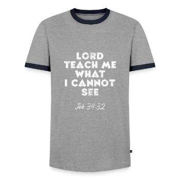Bible - Men's Ringer Shirt - grey/navy  - Front - AI Model Female 172 light (172cm) & AI Model Male 178 light (178cm)