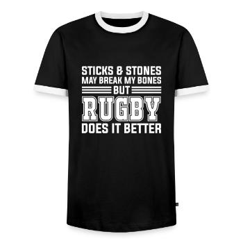 Rugby Verein Rugbyteam Football Sport Geschenk - Männer Kontrast-T-Shirt - Schwarz/Weiß - Vorne - AI Model Female 172 light (172cm) & AI Model Male 178 light (178cm)