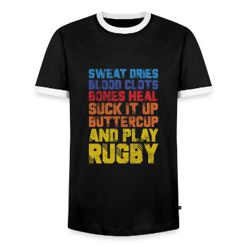Rugby Verein Rugbyteam Football Sport Geschenk - Männer Kontrast-T-Shirt - Schwarz/Weiß - Vorne - AI Model Female 172 light (172cm) & AI Model Male 178 light (178cm)