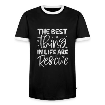 Animal Rescue Animal Rights Animal Love Pet Gift - Men's Ringer Shirt - black/white - Front - AI Model Female 172 light (172cm) & AI Model Male 178 light (178cm)