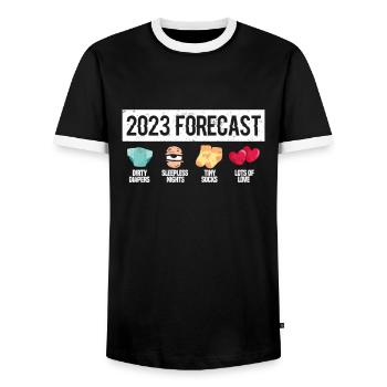 Schwangerschaft - Männer Kontrast-T-Shirt - Schwarz/Weiß - Vorne - AI Model Female 172 light (172cm) & AI Model Male 178 light (178cm)