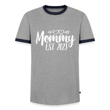 Schwangerschaft - Männer Kontrast-T-Shirt - Grau/Navy  - Vorne - AI Model Female 172 light (172cm) & AI Model Male 178 light (178cm)