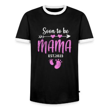 Schwangerschaft - Männer Kontrast-T-Shirt - Schwarz/Weiß - Vorne - AI Model Female 172 light (172cm) & AI Model Male 178 light (178cm)