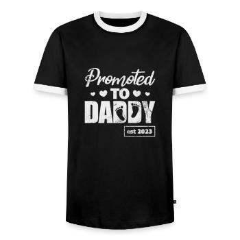 Schwangerschaft - Männer Kontrast-T-Shirt - Schwarz/Weiß - Vorne - AI Model Female 172 light (172cm) & AI Model Male 178 light (178cm)