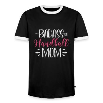 Handball Handball Player Handball Player Sport Gift - Men's Ringer Shirt - black/white - Front - AI Model Female 172 light (172cm) & AI Model Male 178 light (178cm)