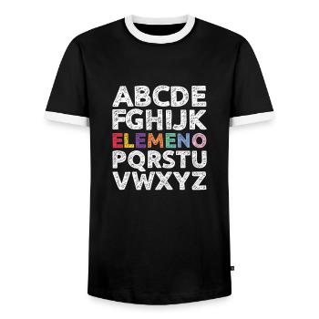 Kindergarten Child School Enrollment School Gift - Men's Ringer Shirt - black/white - Front - AI Model Female 172 light (172cm) & AI Model Male 178 light (178cm)
