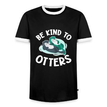 Loutre de mer Loutre Cadeau de loutre - T-shirt contrasté Homme - noir/blanc - Devant - AI Model Female 172 light (172cm) & AI Model Male 178 light (178cm)