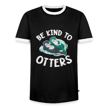 Loutre - T-shirt contrasté Homme - noir/blanc - Devant - AI Model Female 172 light (172cm) & AI Model Male 178 light (178cm)