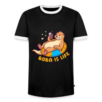 Loutre de mer Loutre Cadeau de loutre - T-shirt contrasté Homme - noir/blanc - Devant - AI Model Female 172 light (172cm) & AI Model Male 178 light (178cm)