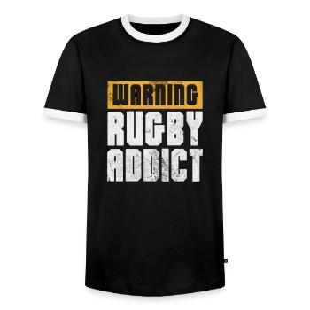 Rugby Verein Rugbyteam Football Sport Geschenk - Männer Kontrast-T-Shirt - Schwarz/Weiß - Vorne - AI Model Female 172 light (172cm) & AI Model Male 178 light (178cm)