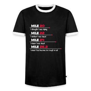 Run - Men's Ringer Shirt - black/white - Front - AI Model Female 172 light (172cm) & AI Model Male 178 light (178cm)