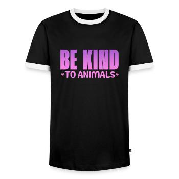Sauvetage d’animaux - T-shirt contrasté Homme - noir/blanc - Devant - AI Model Female 172 light (172cm) & AI Model Male 178 light (178cm)
