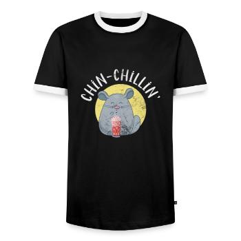 Chinchilla rongeur animal de compagnie rongeur cadeau - T-shirt contrasté Homme - noir/blanc - Devant - AI Model Female 172 light (172cm) & AI Model Male 178 light (178cm)