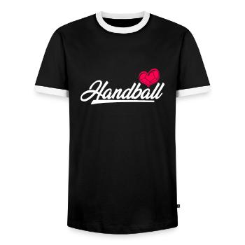 Handball - Men's Ringer Shirt - black/white - Front - AI Model Female 172 light (172cm) & AI Model Male 178 light (178cm)