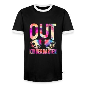 Kindergarten Child School Enrollment School Gift - Men's Ringer Shirt - black/white - Front - AI Model Female 172 light (172cm) & AI Model Male 178 light (178cm)