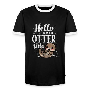 Otter - Männer Kontrast-T-Shirt - Schwarz/Weiß - Vorne - AI Model Female 172 light (172cm) & AI Model Male 178 light (178cm)