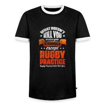 Rugby - Männer Kontrast-T-Shirt - Schwarz/Weiß - Vorne - AI Model Female 172 light (172cm) & AI Model Male 178 light (178cm)
