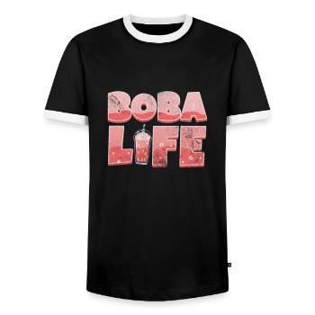 Bubble Tea Boba Tea Kawaii Cadeau - T-shirt contrasté Homme - noir/blanc - Devant - AI Model Female 172 light (172cm) & AI Model Male 178 light (178cm)