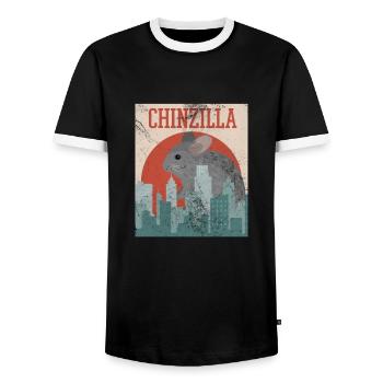 Chinchilla rongeur animal de compagnie rongeur cadeau - T-shirt contrasté Homme - noir/blanc - Devant - AI Model Female 172 light (172cm) & AI Model Male 178 light (178cm)