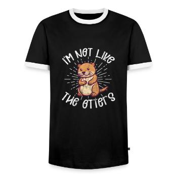 Otter - Männer Kontrast-T-Shirt - Schwarz/Weiß - Vorne - AI Model Female 172 light (172cm) & AI Model Male 178 light (178cm)