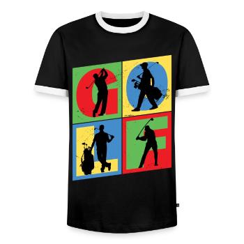 Golf Golfen Golfspieler Sport Hobby Club Vintage - Männer Kontrast-T-Shirt - Schwarz/Weiß - Vorne - AI Model Female 172 light (172cm) & AI Model Male 178 light (178cm)