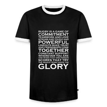 Rugby - Männer Kontrast-T-Shirt - Schwarz/Weiß - Vorne - AI Model Female 172 light (172cm) & AI Model Male 178 light (178cm)