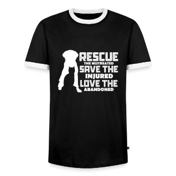 Sauvetage d’animaux - T-shirt contrasté Homme - noir/blanc - Devant - AI Model Female 172 light (172cm) & AI Model Male 178 light (178cm)
