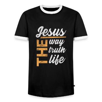 Bible - T-shirt contrasté Homme - noir/blanc - Devant - AI Model Female 172 light (172cm) & AI Model Male 178 light (178cm)