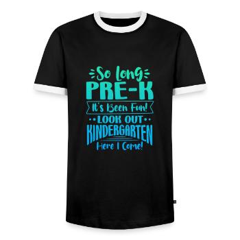 Kindergarten Child School Enrollment School Gift - Men's Ringer Shirt - black/white - Front - AI Model Female 172 light (172cm) & AI Model Male 178 light (178cm)