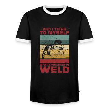 Schmied - Männer Kontrast-T-Shirt - Schwarz/Weiß - Vorne - AI Model Female 172 light (172cm) & AI Model Male 178 light (178cm)
