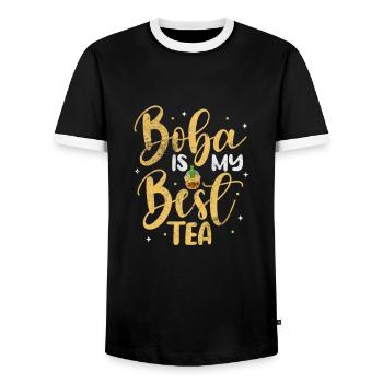 Bubble Tea Boba Tea Kawaii Cadeau - T-shirt contrasté Homme - noir/blanc - Devant - AI Model Female 172 light (172cm) & AI Model Male 178 light (178cm)