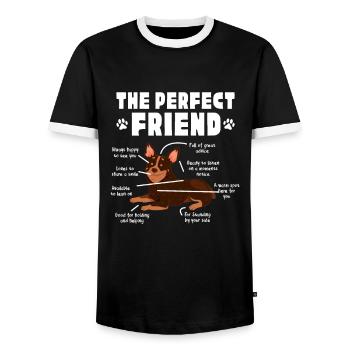 Australian Cattle Dog Dog Dog Gift - Men's Ringer Shirt - black/white - Front - AI Model Female 172 light (172cm) & AI Model Male 178 light (178cm)